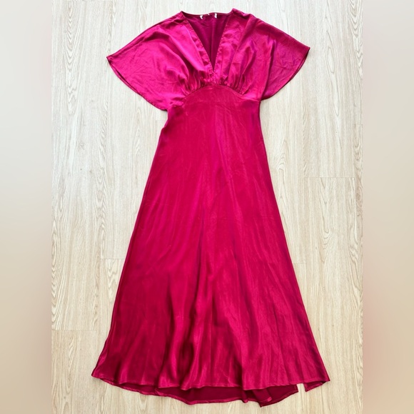 Petal & pup satin wine midi dress - Picture 4 of 5